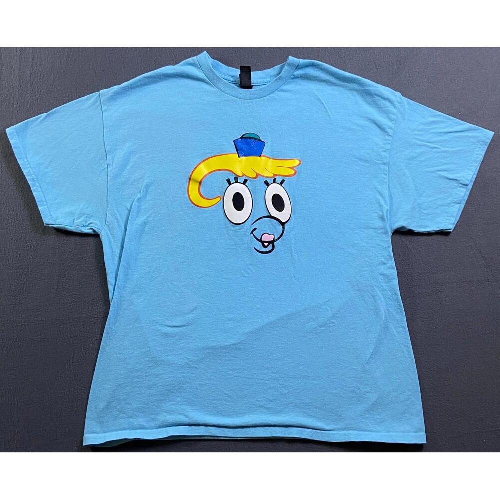 Spongebob Squarepants Unisex T-shirt Sz XLarge Mrs. Puff Light Blue 23"PTP 26"L
